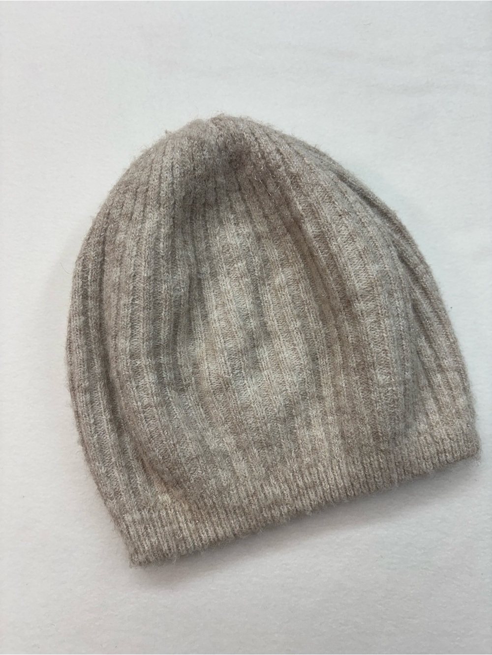 Anthropologie Ribbed Knit Slouch Beanie in Soft Beige